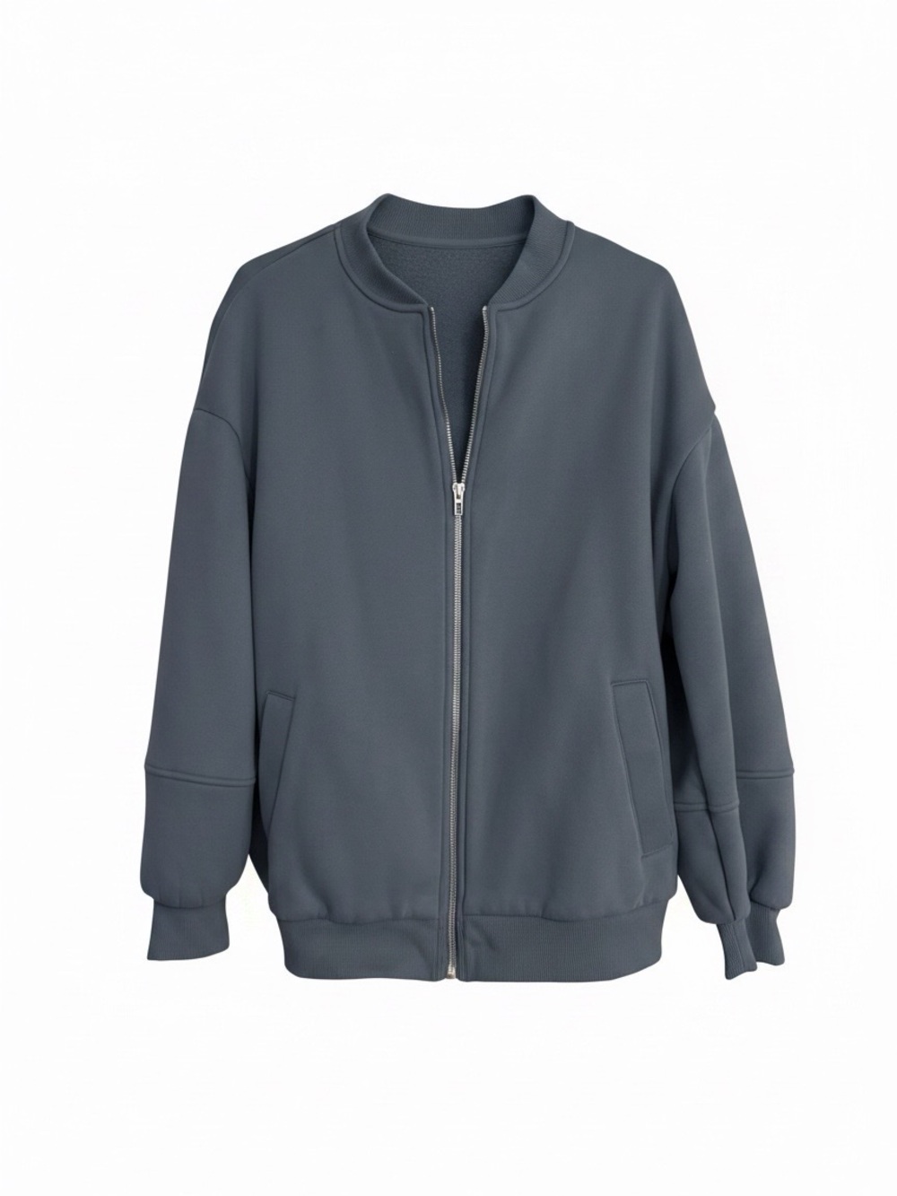 Zip-Front Bomber Jacket - Aqua